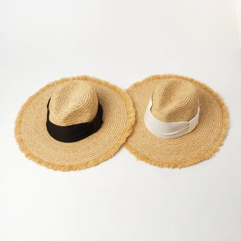 01905-HH7356 Ръчно изработени от натурален рафия трева федоры шапка на мъже, жени Панама джаз шапка