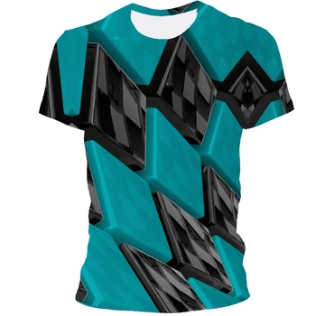 021 нова 3D квадратна персонални мъжки t-shirt, с индивидуалност, уникален цвят, 3D кръгла врата с къс ръкав тениски