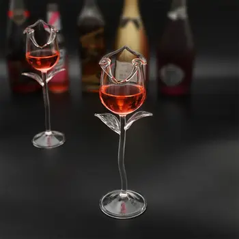 100 мл Розова Форма Старомоден Чаша Червено Вино, Чаши за Коктейли Розово Цвете Форма на Чаша Вино Партия Посуда, Прибори