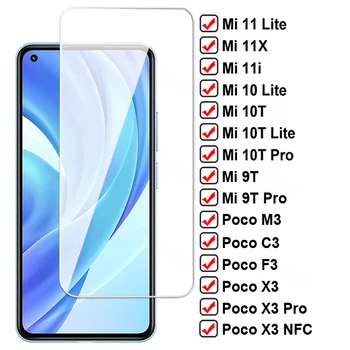 100D Защитно Закалено Стъкло За Xiaomi Mi 11 10 Lite 11i 11X 10T 9T Pro Full Screen Protector Poco X3 NFC M3 C3 F3 Стъклена Филм
