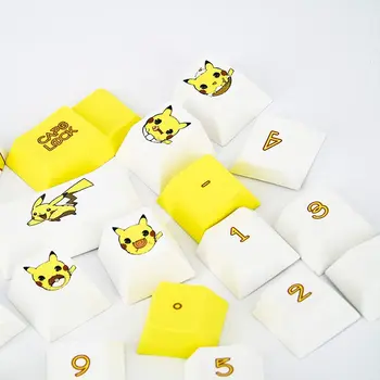 108-key Pikachu Keycaps PBT Двете Шапки Ръчна Клавиатура Cherry Highly САМ Персонализирани Капачки за Cherry Switch 104