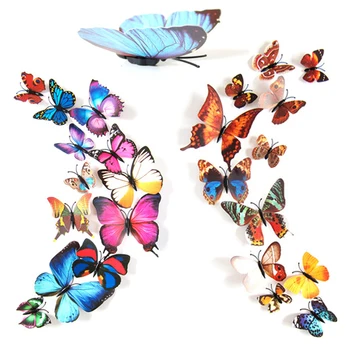 12 бр./лот Цветни Пеперуди Магнити За Хладилник 3D Пеперуда Дизайн на Изкуството Етикети Номер на Магнитен Начало Декор направи си САМ Украса на Стени