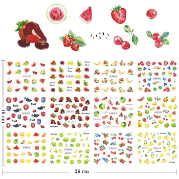 12 бр ягоди лятна плодова напитка стикери за нокти, маникюр Дизайн Нокти Изпращане на вода воден знак за красота етикети