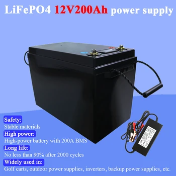 12v 200Ah High safety good discharge Lifepo4 lithium battery pack 12.8 v battery electric bike for electric bike 14.6V10A charger