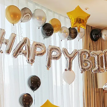 131 бр./лот Happy Birthday Balloons Set Latex Балон Foil Crown Топка Number 16 18 21 30 50 70 Birthday Party Decorations Adult