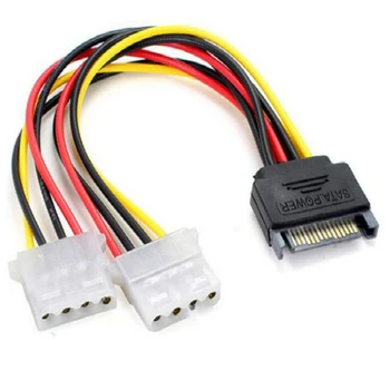 15Pin SATA Male To Double 4 Pin Molex Female Ide Hdd Power Harddrive Кабел