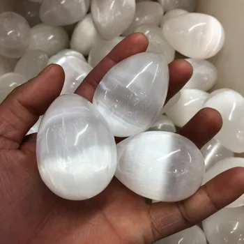 1pcs Energy stone drop транспортира природен кристал селенита скъпоценен камък яйце точка изцеление чакри за премахване на негативна енергия