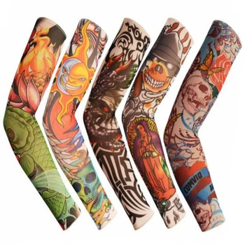 1бр Плюс Размера на Лятото Езда Шофиране Ръкав Татуировки Печат Ръкави Ръце Слънце с Uv Защита Ястия Ръце за Мъже Жени Ръкав