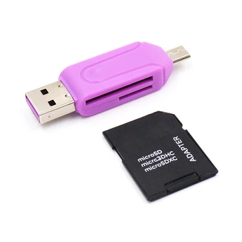 2 В 1 Преносим USB OTG Адаптер Универсален USB Micro SD TF Card Reader Drive Smart Memory USB Card Reader Случаен Цвят