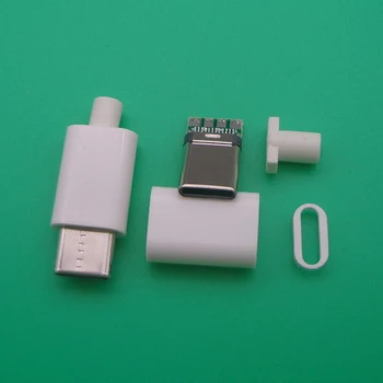2 ЕЛЕМЕНТА САМ USB 3.1 Type C 2.0 Мъжки куплунга, а Заваряване USB-C 4 в 1 Жак печатна платка Черен Бял