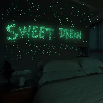 202 бр./компл. Направи си САМ 3D Bubble Luminous Stars Dots Wall Sticker Kids Bedroom Decal Glow In The Dark Stickers Home Decoration