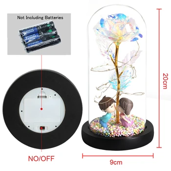 2020 LED Enchanted Galaxy Eternal Rose 24-каратово Злато Foil Flower With Фея String Lights In Dome For Christmas Valentine ' s Day Gift