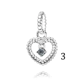 2020 Valentine ' s New 925 Sterling Silver Beads Crystals Birthstone Сърце Charm fit Original Пандора Гривни на Жената направи си САМ Бижута