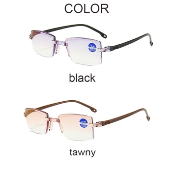 2020 Г., Мъже, Жени Очила За Четене Без Рамки Анти Синя Светлина Бифокални Очила Далечния Близкия Увеличаване На Пресбиопические Очила +150 +200