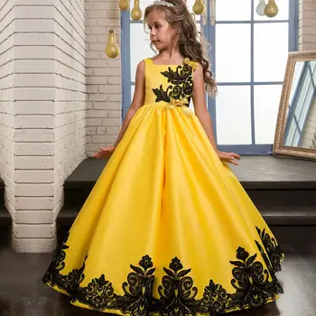 2020 Лято Децата Принцеса Рокля Цвете Момиче Бродерия Рокля За Момичета Реколта Сватба Официална Бална Рокля Детски Дрехи