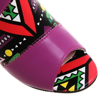2020 Нова Мода Жените Стилен принт Сандали, Ботуши Открит Чорап Обтегач на Ремъка Лятото на Висок Ток Гладиатор Обувки Горещи Продажба на дамски обувки