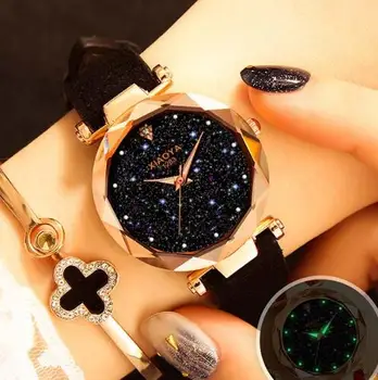 2020 Нови дамски Часовници Нови Ежедневни Модерни кварцови Часовници Звездното Небе Многоцветни кожени Ръчни часовници Прости дизайнерски дамски часовници часовници