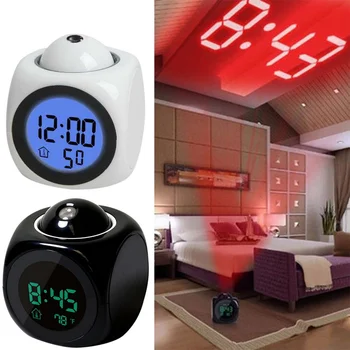 2021 LED Digital Alarm Clock Watch Table Електронни Настолни Часовници USB Wake Up FM Radio Time Projector Snooze Функция 2 Alarm