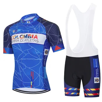2021 Pro Team Colombia Cycling Jersey 9D Set Blue Bicycle Clothing Ropa Ciclismo Мъжки Quick Dry Bike Носете Short Maillot Culotte