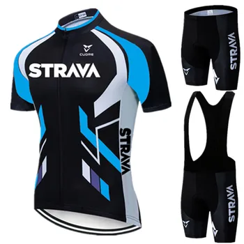 2021 STRAVA Pro Cycling Team Jersey Sets Bib Shorts Summer Mountan Bicycle Cycling Clothing Racing Sport Bike Jersey Suit Ropa