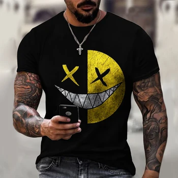 2021 Summer Men ' s Pattern 3D Printed T-Shirt Мъжка мода Градинска Ежедневни Риза Мъжки О-Образно Деколте, риза Негабаритная