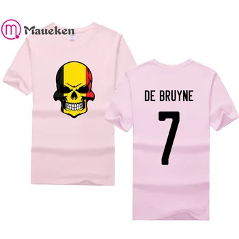 2021 Белгия Belgique Мъжки Skull De Bruyne T Shirt Belgian Nation Team Printed Tees в памучна тениска Флаг на страната
