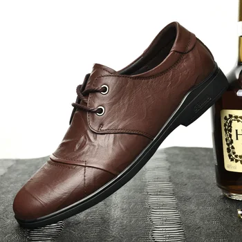 2021 Луксозна естествена кожа за Мъже Официална обувки Бизнес Оксфорд Обувки Елегантен Класически Джентълмен Мъжки Обувки Ежедневни Сватбена Социална