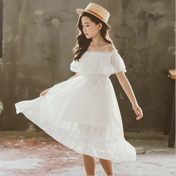 2021 Лятна Нова Корейска детски дрехи Симфония Net Yarn Girls Dress Big Children ' s Short-Sleeved Fairy Princess Dress