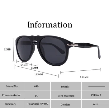 2021 мода луксозен Класически Реколта Пилот Стив Стил Поляризирани Очила 007 Мъжете Шофиране Марка Дизайнерски Слънчеви Очила Oculos 649