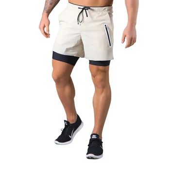 2021 Мода Мъжете Писмо от Печат Спортни къси Панталони с много джобове, Двойни Слоеве на Еластичен Шнур Къси Панталони за Лятото