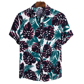 2021 Нов прием на Мъжки ризи Мъжки Хавайски Camicias Ежедневни Диви ризи с една пуговицей Печатни блузи с къс ръкав Потник