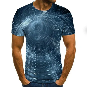 2021 нова мода лято популярната 3D геометрична форма тениска творчески характер мъжка спортна тениска ежедневни риза забавна тениска t-