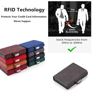 2021 Нова Мода Портфейла Стил на Мъжете RFID анти-кражба Четка 2 И 1 Комбо Магнитен Кафе Мини ID на Притежателя на Кредитната Карта Кожен Портфейл