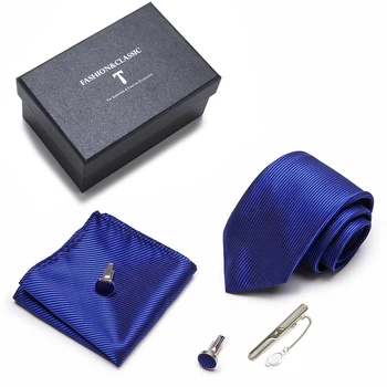 2021 Нова Мода Празнична Подарък Кутия За Бизнес Група Сватба 7,5 см Копринена Мъжка Вратовръзка, Шалче копчета за Ръкавели Скоба за Вратовръзка Набор от