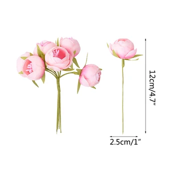 2Bouquets 2.5 cm Mini Silk Tea Rose Изкуствени Цветя, Рози Букет за Сватба парти Декорации DIY Венец Подарък Кутия Фалшиви Цветя Занаяти