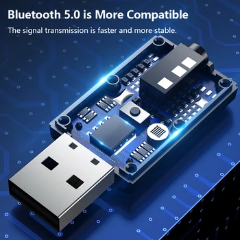 3.5 мм AUX Стерео Безжичен Адаптер USB Предавател Приемник ТЕЛЕВИЗИОННИ Високоговорители Слушалки Мини Автомобилна Музика Bluetooth-съвместима Предаване