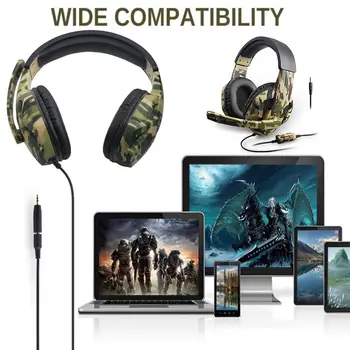 3.5 мм кабел Слот за Слушалки Камуфлаж Професионална Стерео Главоболие слушалки за Компютърни Телефонни игри за PS4 PS3 Xbox Switch