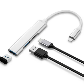 3 Порта USB OTG Адаптер Кабел Тип C Micro USB Адаптер USB-C Кабел за Данни Зареждане За iPhone 8 Пинов Lightning
