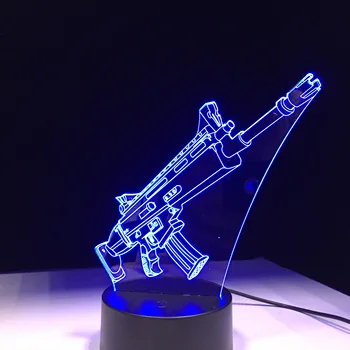 3D LED Night Light Gun Идва с 7 Цветове на Светлината, за да украсят Дома Лампа Невероятна Визуализация Оптична илюзия