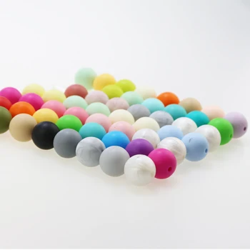 40Color 50pc Силиконови Перли 15mm Baby Teether Teething Beads направи си САМ Бижута BPA Free Залъгалка Клип Making set