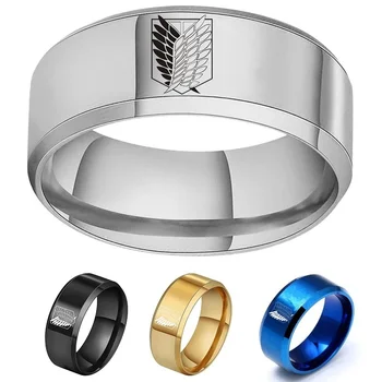 5 Color Black Attack Титан Stainless Steel Bar Ring Wings of Liberty Flag Ring Мъжки дамски Бижута Аниме Фенове