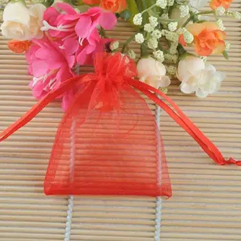 50шт Органза Чанти Плътен Цвят Бижута, Подаръци Drawable Box Small Wedding Party Favor Бонбони за Опаковане на Подаръци Чанти Мини Чанта Чанта