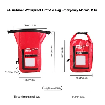 5L Открит Водоустойчива Чанта за Първа Помощ, Аварийни Медицински Комплекти за Пътуване Къмпинг, Туризъм, Риболов Оцеляване Суха Торба Лекарства Калъф За Съхранение на Червено