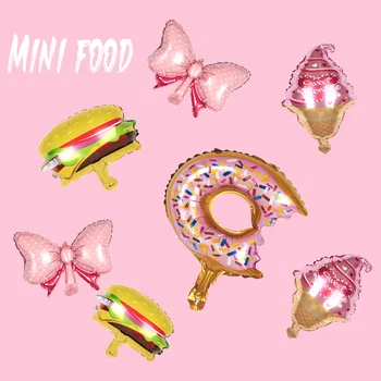 5pcs mini donut ice cream foil балон birthday party доставки food helium балон baby shower pink girl love gift air ball