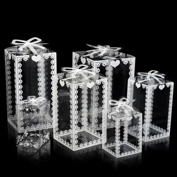 5pcs White Crown Clear Pvc Wedding Box Favor Gift Birthday Cake 