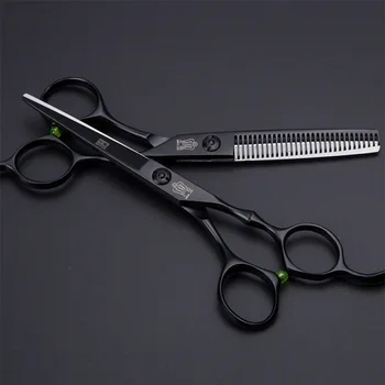 6.0 инчов New black Professional Hairdressers Hair Ножици Japan 440C Barber Big Cutting Ножици Thinning Shears Hair Clipper
