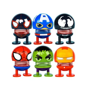 6 бр./компл. Marvel Super Hero Figure Toys Spiderman Hulk, Iron Man Тресеше Head Model Играчки Disney, Cartoon Hero Models