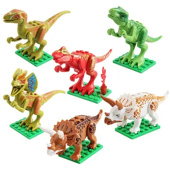 6 БР./компл. Съберете Динозавър Градивен елемент Играчки на Децата Съвместими Блокове Динозаври от 