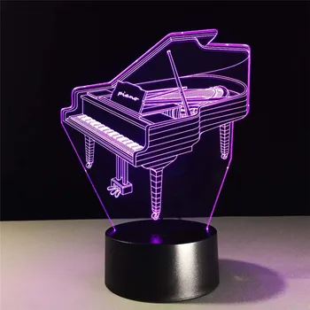 7 Цвята на Музикален Инструмент Ретро Лампа, Пиано Музикант Подарък Детска Спалня Декорация на Елегантни Нощни лампи RGB Лава 3D USB LED Лампа