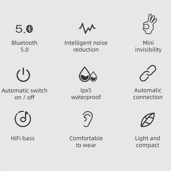Aavioke K50 TWS Bluetooth 5.0 Слушалки Безжични Слушалки Стерео Слушалки спортни Слушалки зарядно устройство с предавателна за всички смартфони